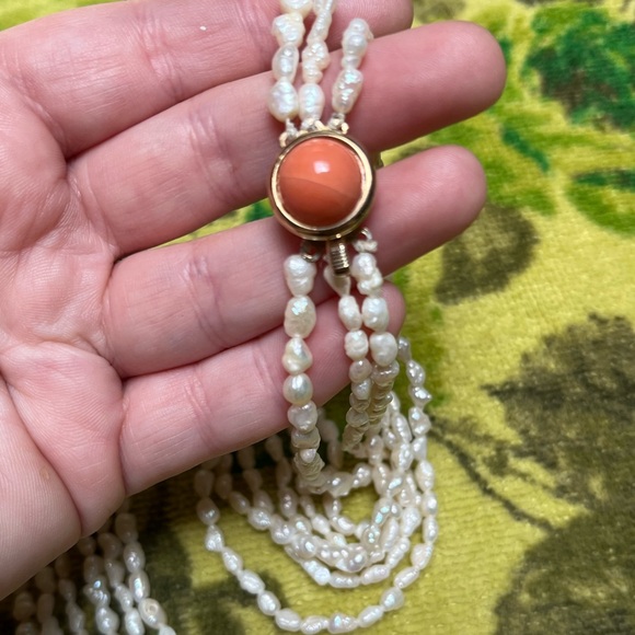 VTG Coastal Cottagecore Freshwater Pearl Beaded Costume Jewelry Necklace - Picture 4 of 6